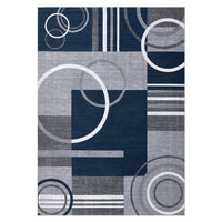 Garvee Modern Navy Blue 9x12 Geometric Washable Rug, Non Slip Low Pile Stain Resistant Carpet for Living Room & Bedroom