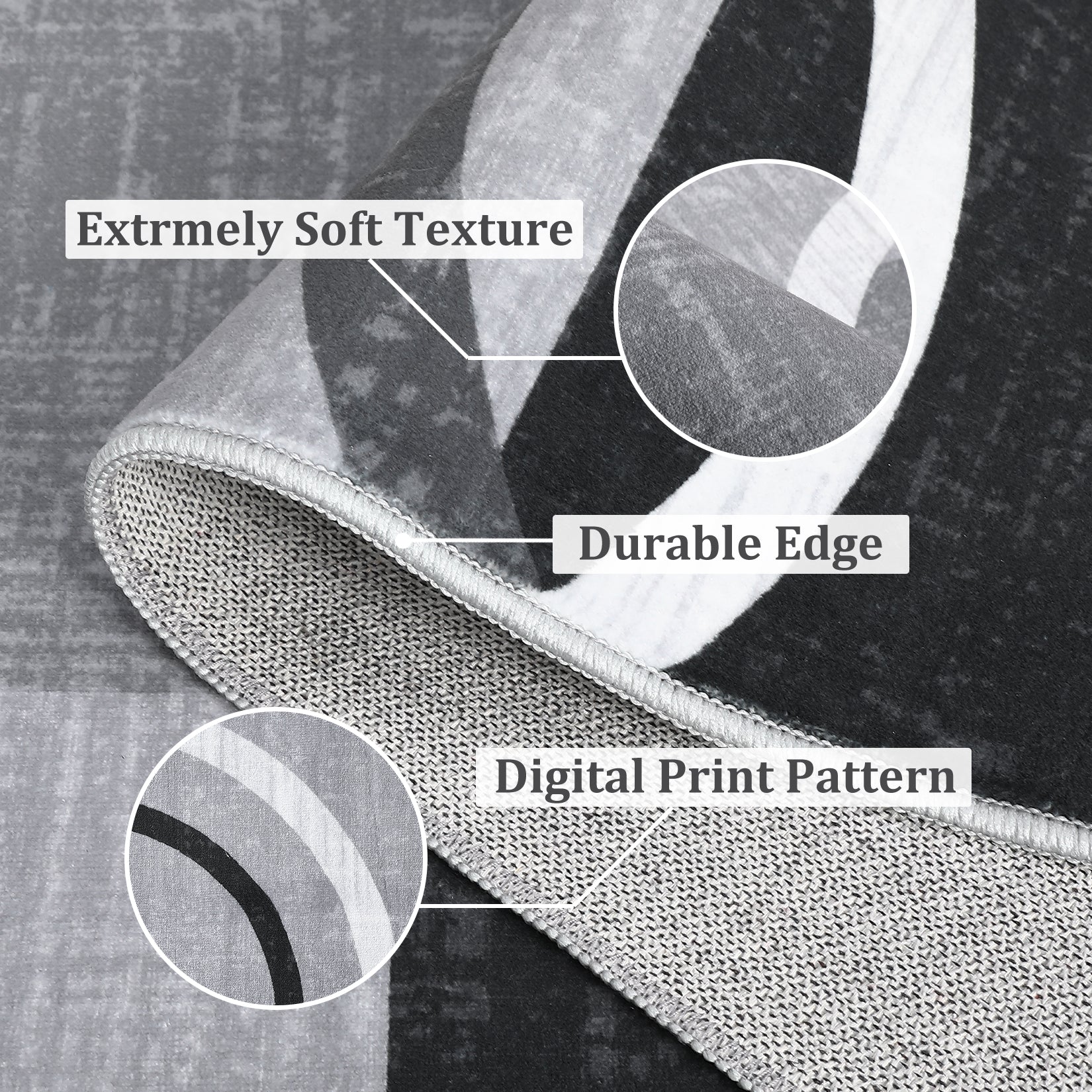 Garvee Modern Grey 9x12 Geometric Washable Large Rug, Non Slip Low Pile Stain Resistant Carpet for Living Room & Bedroom