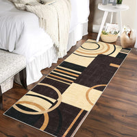 Garvee Modern Brown 2x6 Runner Rugs, Abstract Circle Design Kitchen Rug Non Slip Washable Area Rug Soft Accent Rug Living Room Rug Throw Rugs for Bathroom Bedroom