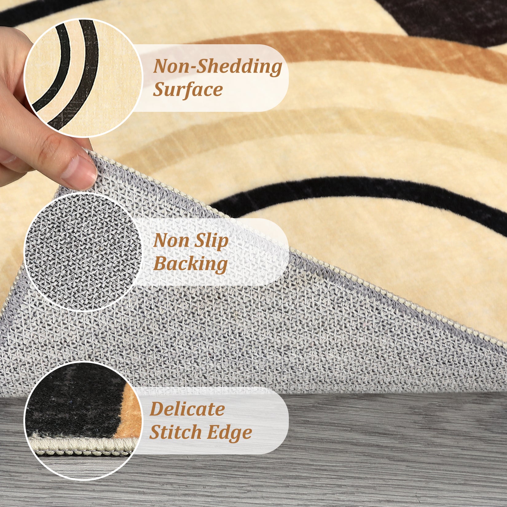 Garvee Modern Brown 8x10 Machine Washable Large Area Rug, Geometric Rug Non Slip Soft Rug Living Room Rug Accent Throw Rugs for Dining Room