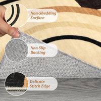 Garvee Modern Brown 2x6 Runner Rugs, Abstract Circle Design Kitchen Rug Non Slip Washable Area Rug Soft Accent Rug Living Room Rug Throw Rugs for Bathroom Bedroom