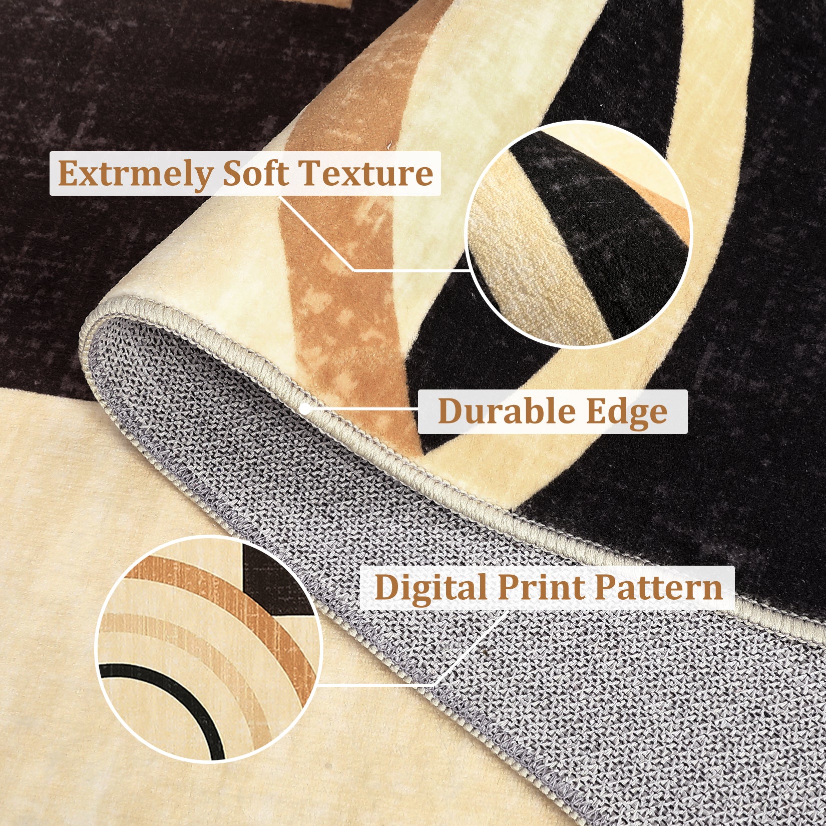 Garvee Modern Brown 2x6 Runner Rugs, Abstract Circle Design Kitchen Rug Non Slip Washable Area Rug Soft Accent Rug Living Room Rug Throw Rugs for Bathroom Bedroom