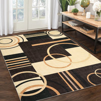 Garvee Modern Brown 8x10 Machine Washable Large Area Rug, Geometric Rug Non Slip Soft Rug Living Room Rug Accent Throw Rugs for Dining Room