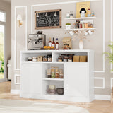 Garvee Modern Buffet Cabinet with Storage, Fluted Sideboard Cabinet with 2 Doors, White Accent Coffee Bar Cabinet with Adjustable Shelves for Kitchen Room, Dining Room, Living Room