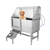 Garvee 50 Inch Stainless Steel Large Dog Grooming Tub Wash Station - Silver