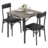Garvee Dining Table Set for 2, Kitchen Table and Chairs for 2 with Upholstered Chairs, 3 Piece Dining Room Table Set, Square Kitchen Table Set for Small Space, Apartment, Studio, Gray - Gray