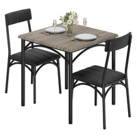 Garvee Dining Table Set for 2, Kitchen Table and Chairs for 2 with Upholstered Chairs, 3 Piece Dining Room Table Set, Square Kitchen Table Set for Small Space, Apartment, Studio, Gray