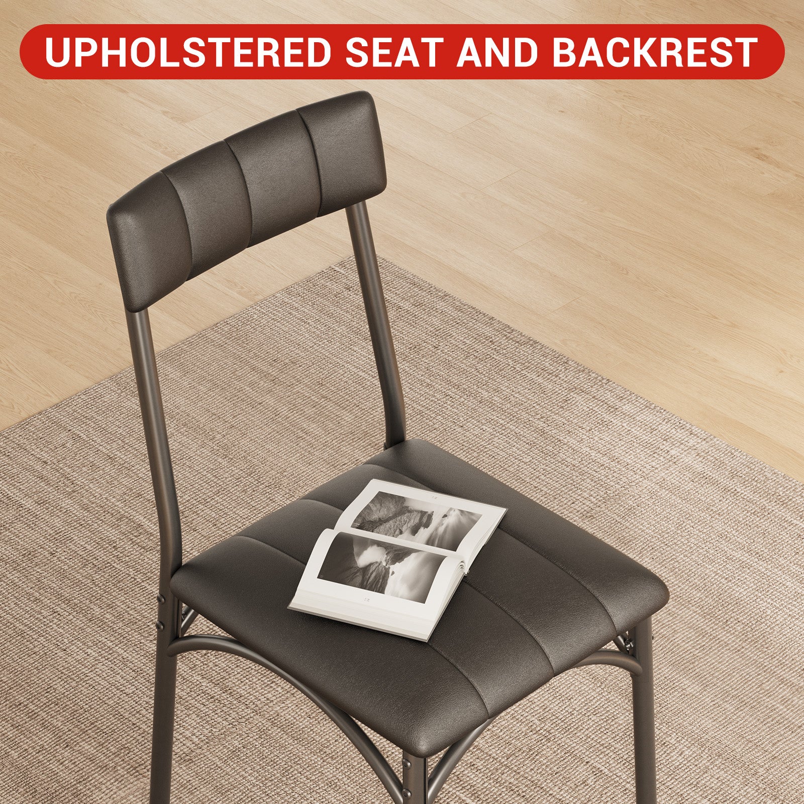 Garvee Dining Table Set for 2, Kitchen Table and Chairs for 2 with Upholstered Chairs, 3 Piece Dining Room Table Set, Square Kitchen Table Set for Small Space, Apartment, Studio, Gray