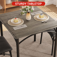 Garvee Dining Table Set for 2, Kitchen Table and Chairs for 2 with Upholstered Chairs, 3 Piece Dining Room Table Set, Square Kitchen Table Set for Small Space, Apartment, Studio, Gray
