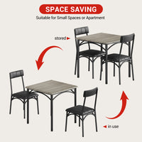 Garvee Dining Table Set for 2, Kitchen Table and Chairs for 2 with Upholstered Chairs, 3 Piece Dining Room Table Set, Square Kitchen Table Set for Small Space, Apartment, Studio, Gray
