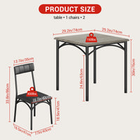 Garvee Dining Table Set for 2, Kitchen Table and Chairs for 2 with Upholstered Chairs, 3 Piece Dining Room Table Set, Square Kitchen Table Set for Small Space, Apartment, Studio, Gray