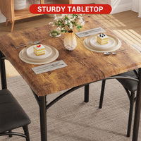 Garvee 3 Piece Dining Table Set for 2, Kitchen Table and Chairs Rectangular, Metal and Wood Dinning Room Table Furniture Set for Kitchen, Apartment, Brown