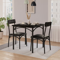 Garvee Dining Table Set for 2, Kitchen Table with 2 Upholstered Chairs, 3 Piece Square Dining Room Table Set, for Small Space, Apartment, Home, Kitchen, Black