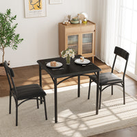 Garvee Dining Table Set for 2, Kitchen Table with 2 Upholstered Chairs, 3 Piece Square Dining Room Table Set, for Small Space, Apartment, Home, Kitchen, Black