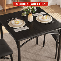 Garvee Dining Table Set for 2, Kitchen Table with 2 Upholstered Chairs, 3 Piece Square Dining Room Table Set, for Small Space, Apartment, Home, Kitchen, Black