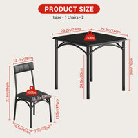 Garvee Dining Table Set for 2, Kitchen Table with 2 Upholstered Chairs, 3 Piece Square Dining Room Table Set, for Small Space, Apartment, Home, Kitchen, Black