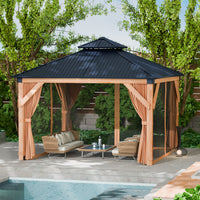 Garvee 10x10 FT Wooden Double Roof Gazebo Outdoor Canopy Shelter with 4-Post Design for Patio, Backyard, Garden & Wedding Parties