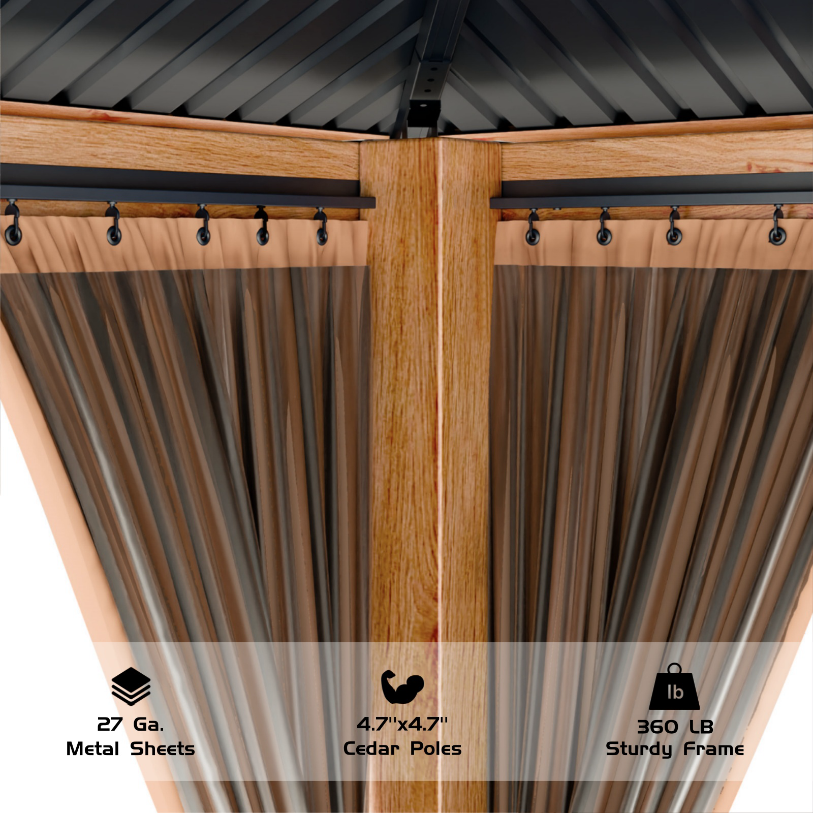 Garvee 10x10 FT Wooden Double Roof Gazebo Outdoor Canopy Shelter with 4-Post Design for Patio, Backyard, Garden & Wedding Parties