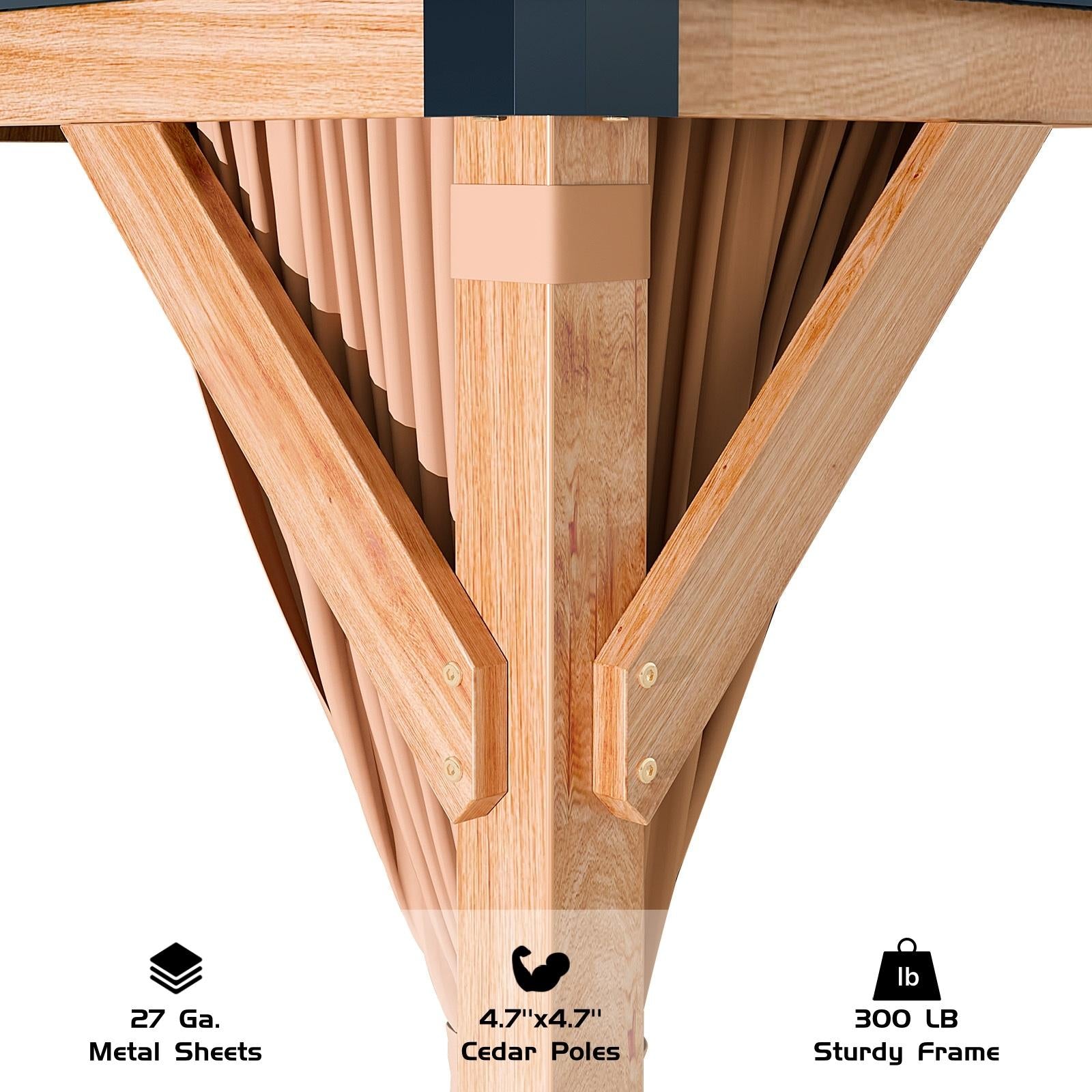 Garvee 10x10 FT Wooden Double Roof Gazebo Outdoor Canopy Shelter with 4-Post Design for Patio, Backyard, Garden & Wedding Parties