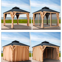 Garvee 10x10 FT Wooden Double Roof Gazebo Outdoor Canopy Shelter with 4-Post Design for Patio, Backyard, Garden & Wedding Parties