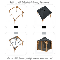 Garvee 10x10 FT Wooden Double Roof Gazebo Outdoor Canopy Shelter with 4-Post Design for Patio, Backyard, Garden & Wedding Parties