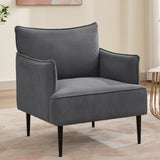 Garvee Mid Century Accent Chair, Comfy Living Room Chair Armchair Gray Fabric Sofa Chair for Bedroom, Modern Accent Chair with Arms and Metal Legs for Office Study, Vintage Reading Room Sofa - Gray