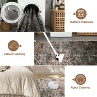 Garvee 8x10 Area Rugs for Living Room, Machine Washable Non-Slip Ombre Vintage Distressed Accent Rug, Ultra-Thin Soft Large Area Rug for Bedroom Dining Room, Brown Multi