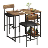 Garvee Dining Table Set for 2, Kitchen Table and Chairs, Bar Dining Room Table Set with 2 Upholstered Bar Chairs, 3 Piece Counter Height Kitchen Table Set for Small Space, Apartment, Retro Brown - Brown
