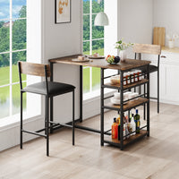 Garvee Bar Stools Set of 2, Counter Height with Footrest, PU Upholstered, Metal Frame, Ergonomic Backrest, Easy Assembly, Kitchen Island, Dining Room, Brown