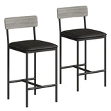 Garvee Bar Stools Set of 2, Counter Height with Footrest, PU Upholstered, Metal Frame, Easy Assembly, for Kitchen Island Dining Room, Gray - Grey