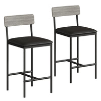 Garvee Bar Stools Set of 2, Counter Height with Footrest, PU Upholstered, Metal Frame, Easy Assembly, for Kitchen Island Dining Room, Gray