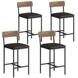 Garvee Bar Stools Set of 4, Kitchen Bar Stools with Footrest, 25.5 Inches Upholstered Bar Chairs with Back, 4 Counter Height Barstools for Counter Bar, Island, Easy Assembly, Rustic Brown - Brown