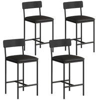 Garvee 25.5 Inches Bar Stools Set of 4, Kitchen Bar Stools with Footrest, PU Upholstered Bar Chairs, Easy Assembly, Black