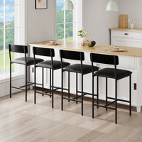 Garvee 25.5 Inches Bar Stools Set of 4, Kitchen Bar Stools with Footrest, PU Upholstered Bar Chairs, Easy Assembly, Black