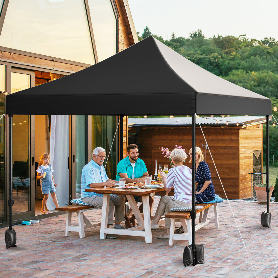 Garvee Commercial Canopy Tent, 10x10 Pop Up Canopy Tent Heavy Duty 500D Waterproof with Roller Bag & 4 Sandbag for Outdoor Camping Stall Party Event (Black)