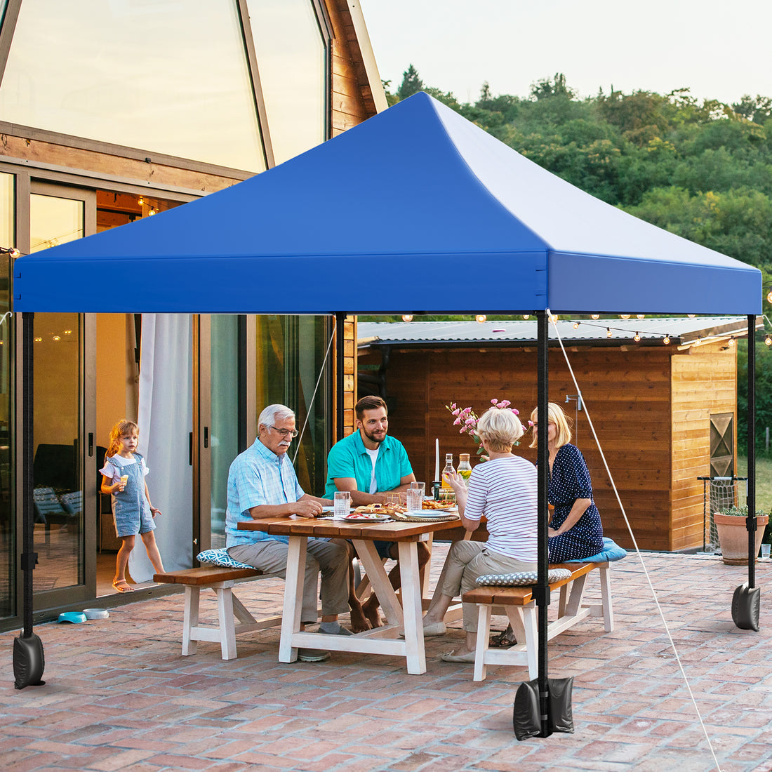 Garvee 10x10 Heavy Duty Pop Up Canopy - Commercial 500D Waterproof Tent with Steel Frame & Roller Bag (Blue) for Outdoor Events