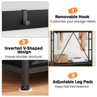 Garvee Coat Rack Shoe Bench Industrial Hall Tree Storage Bench with 3 Storage Cubbies and 8 Hooks Freestanding Entryway Coat Rack with Shoe Storage