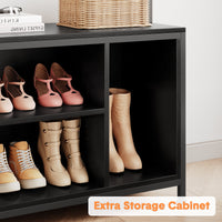 Garvee Coat Rack Shoe Bench Industrial Hall Tree Storage Bench with 3 Storage Cubbies and 8 Hooks Freestanding Entryway Coat Rack with Shoe Storage