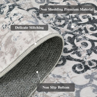 Garvee Large Throw Rugs for Living Room 10x13, Vintage Washable Rugs for Bedroom Non Slip Entryway Rugs, Moroccan Soft Rubber Backing Low Pile Printed Carpet for Bedside Kitchen, Grey