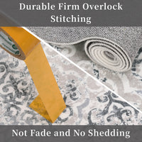 Garvee Large Throw Rugs for Living Room 10x13, Vintage Washable Rugs for Bedroom Non Slip Entryway Rugs, Moroccan Soft Rubber Backing Low Pile Printed Carpet for Bedside Kitchen, Grey