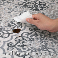 Garvee Large Throw Rugs for Living Room 10x13, Vintage Washable Rugs for Bedroom Non Slip Entryway Rugs, Moroccan Soft Rubber Backing Low Pile Printed Carpet for Bedside Kitchen, Grey