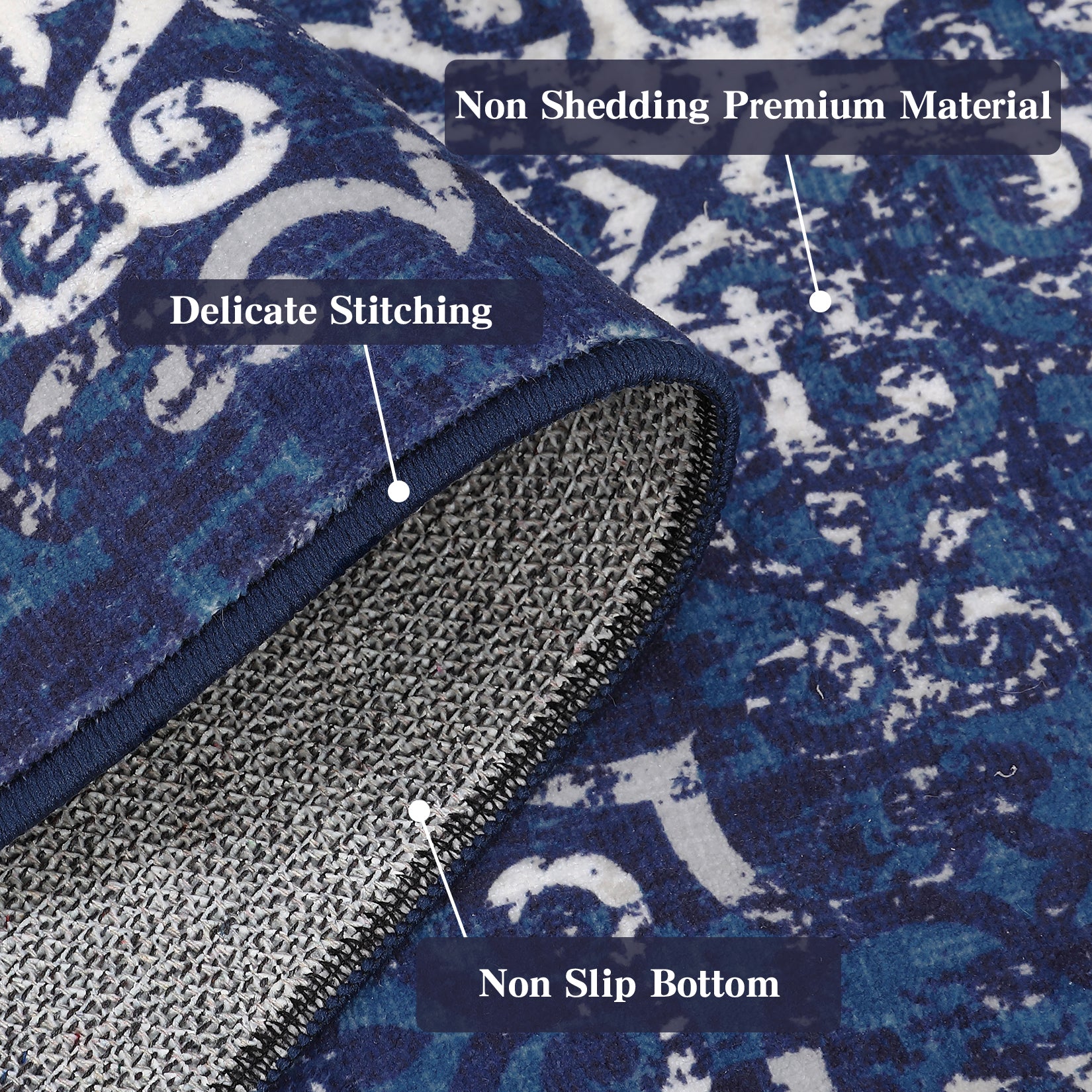 Garvee 8x10ft Area Rug for Living Room/Bedroom - Low Pile, Non-Slip, Washable - Soft Polypropylene, Snowflake Print, Ethnic Style - Ideal for Kids' Rooms