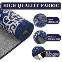 Garvee Large Throw Rugs for Living Room 10x13, Vintage Washable Rugs for Bedroom Non Slip Entryway Rugs, Moroccan Soft Rubber Backing Low Pile Printed Carpet for Bedside Kitchen, Blue