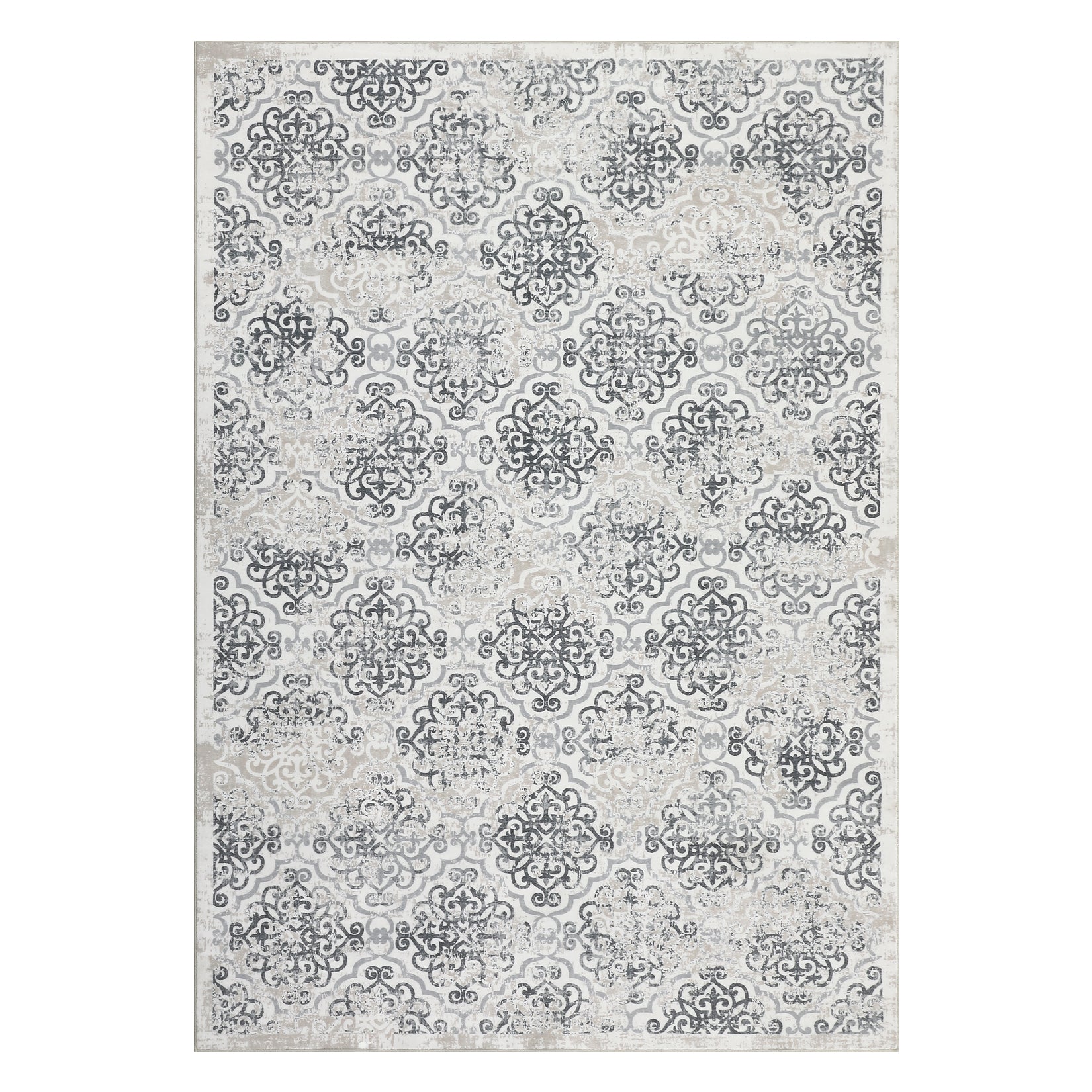 Garvee Large Throw Rugs for Living Room 10x13, Vintage Washable Rugs for Bedroom Non Slip Entryway Rugs, Moroccan Soft Rubber Backing Low Pile Printed Carpet for Bedside Kitchen, Grey