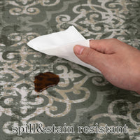 Garvee Large Throw Rugs for Living Room 10x13, Vintage Washable Rugs for Bedroom Non Slip Entryway Rugs, Moroccan Soft Rubber Backing Low Pile Printed Carpet for Bedside Kitchen, Olive Green