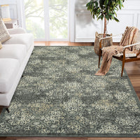 Garvee Large Throw Rugs for Living Room 10x13, Vintage Washable Rugs for Bedroom Non Slip Entryway Rugs, Moroccan Soft Rubber Backing Low Pile Printed Carpet for Bedside Kitchen, Olive Green