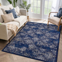 Garvee 8x10ft Area Rug for Living Room/Bedroom - Low Pile, Non-Slip, Washable - Soft Polypropylene, Snowflake Print, Ethnic Style - Ideal for Kids' Rooms