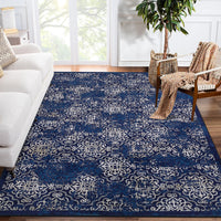 Garvee 8x10ft Area Rug for Living Room/Bedroom - Low Pile, Non-Slip, Washable - Soft Polypropylene, Snowflake Print, Ethnic Style - Ideal for Kids' Rooms