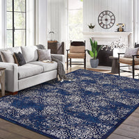 Garvee 8x10ft Area Rug for Living Room/Bedroom - Low Pile, Non-Slip, Washable - Soft Polypropylene, Snowflake Print, Ethnic Style - Ideal for Kids' Rooms