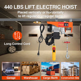 Garvee 110V 440 lb Steel Electric Wire Rope Hoist, 6.5' lift height, for Garage, Warehouse & Factory, ETL Listed